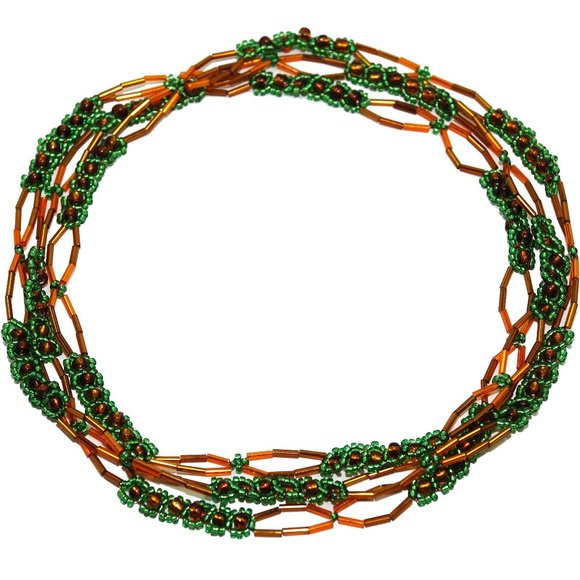 Green-Brown Mamaie Handcrafted Bead Necklace - Picture 1 of 4